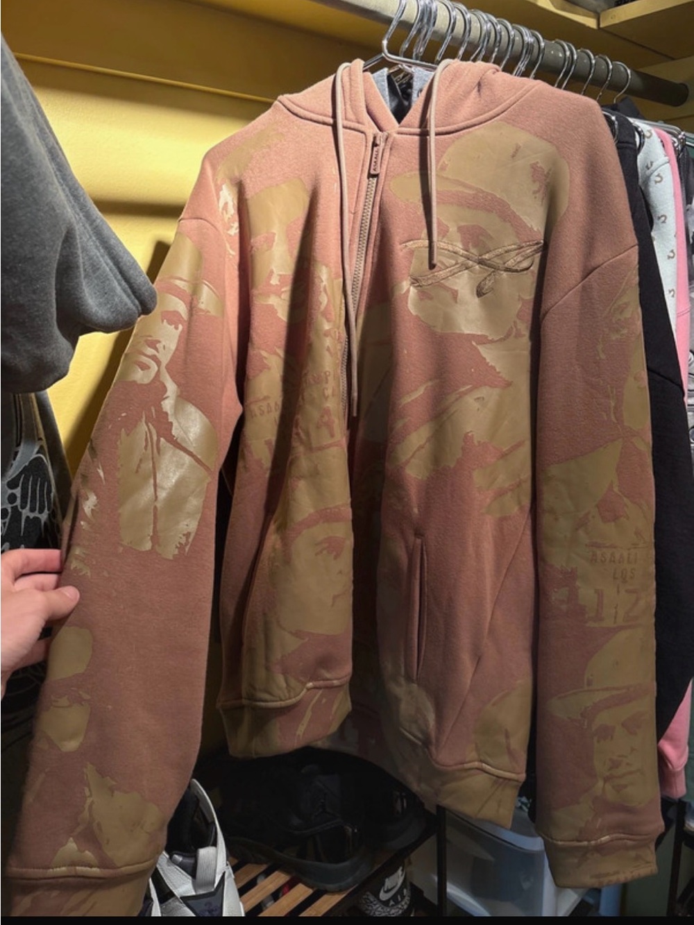 Asaali cartel  Men's Brown Graphic Zip-Up Hoodie Jacket